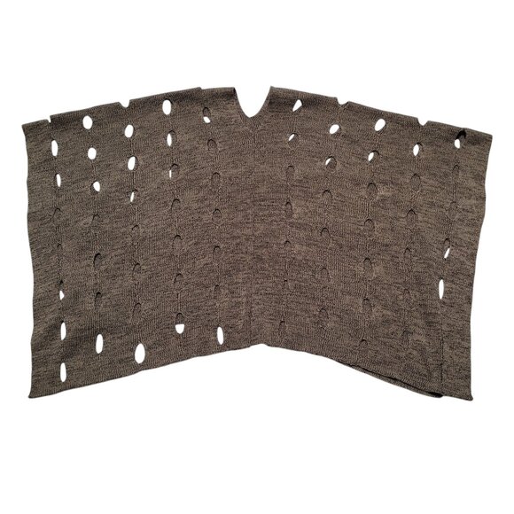 Marla Wynn Sweater Knit Poncho Cutout Design Oversized Soft Comfort Layer Office - Picture 8 of 8